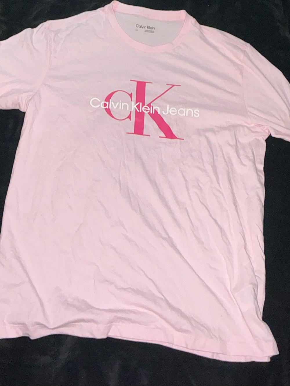 Calvin Klein Jeans Light Pink Logo Tee with Hot Pink CK